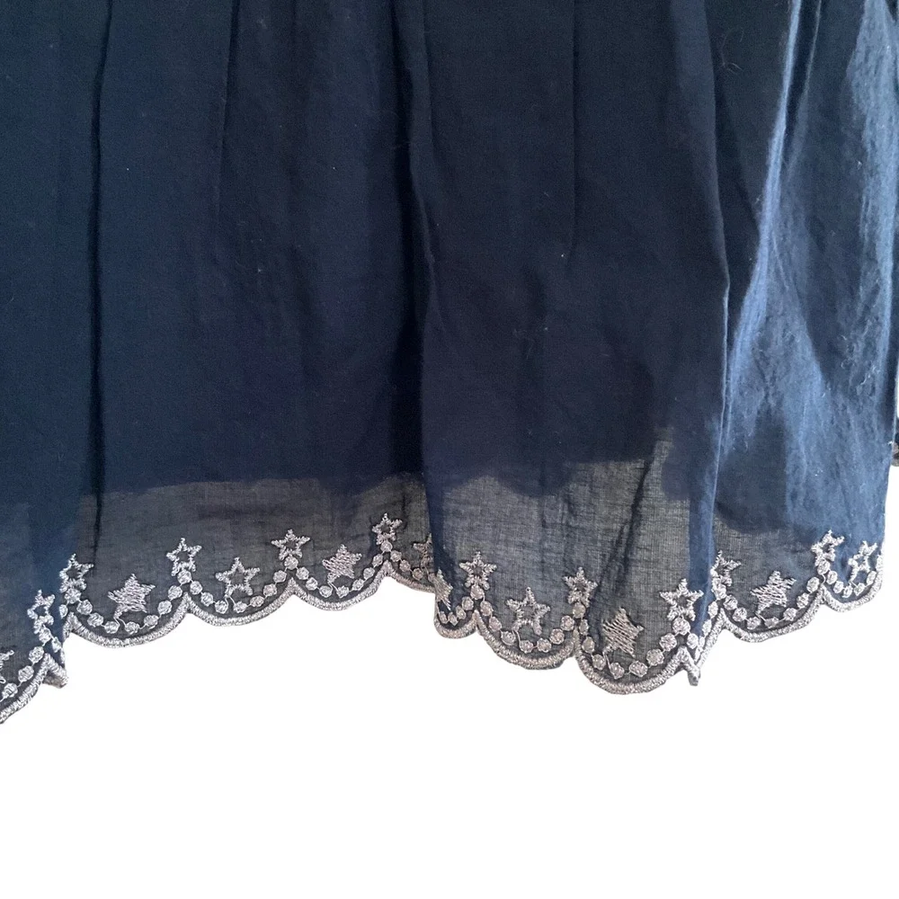 New Crewcuts J Crew Girls‎ Navy Blue Star Embroidered Tiered Dress S 14 Nautical